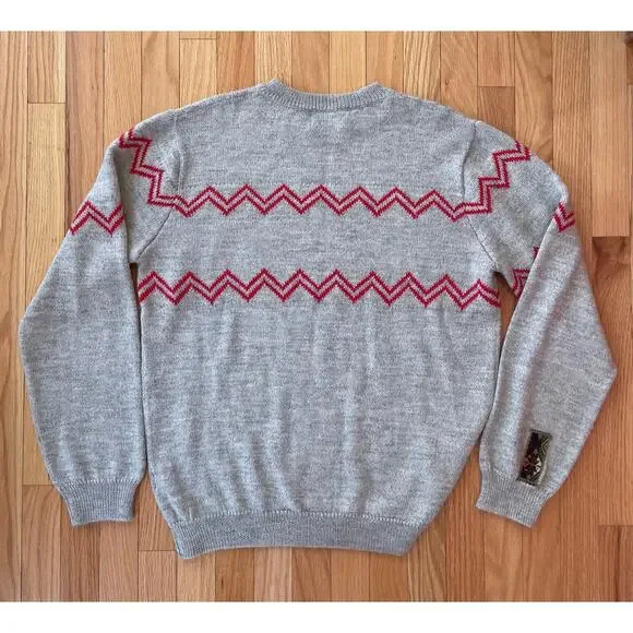 Wisconsin Crew Neck Alpaca Blend Sweater - Light Gray, Size L, Made in Peru - Picture 2 of 5